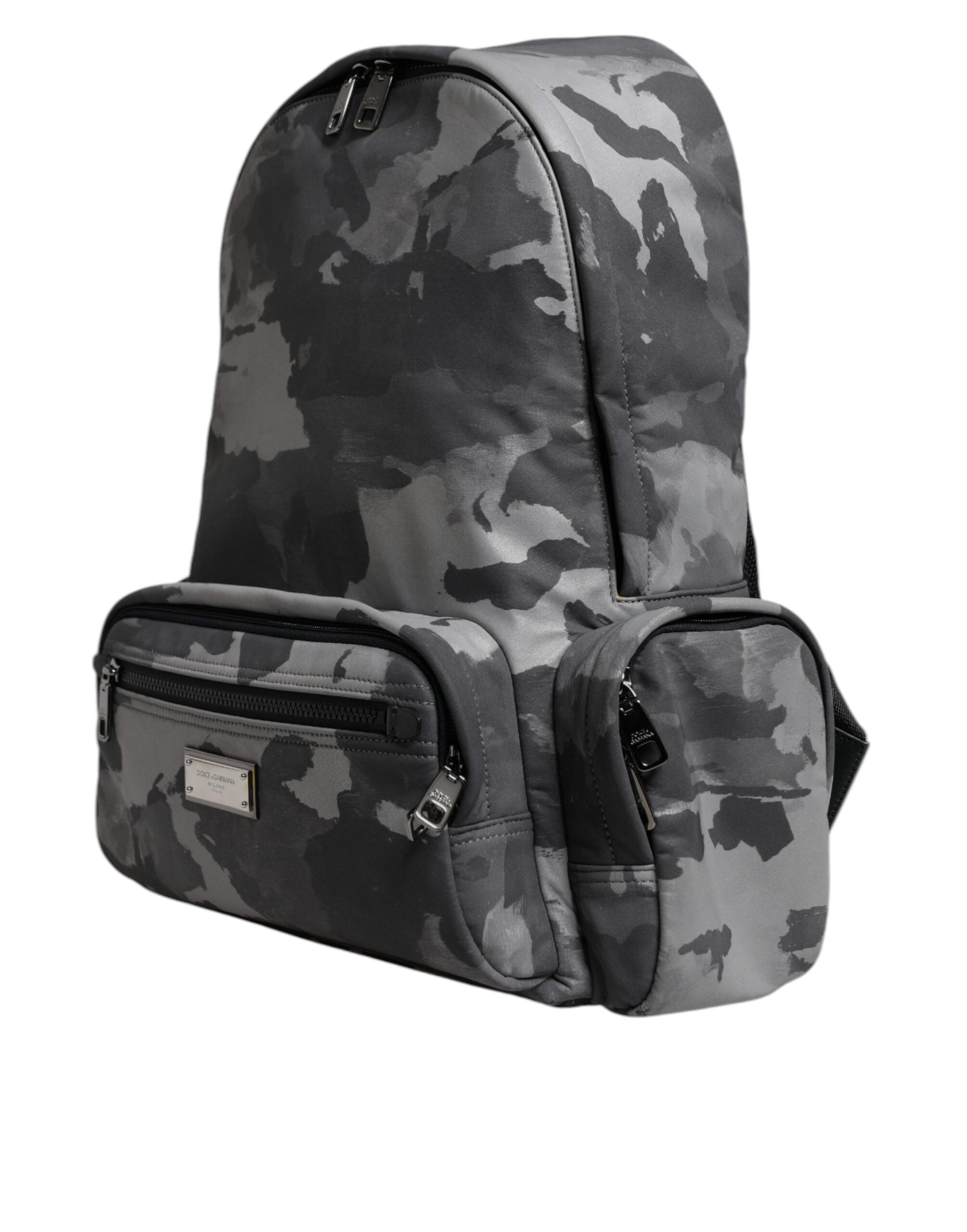 Dolce & Gabbana Gray Cotton Camouflage Logo Plaque Backpack Bag - view 3