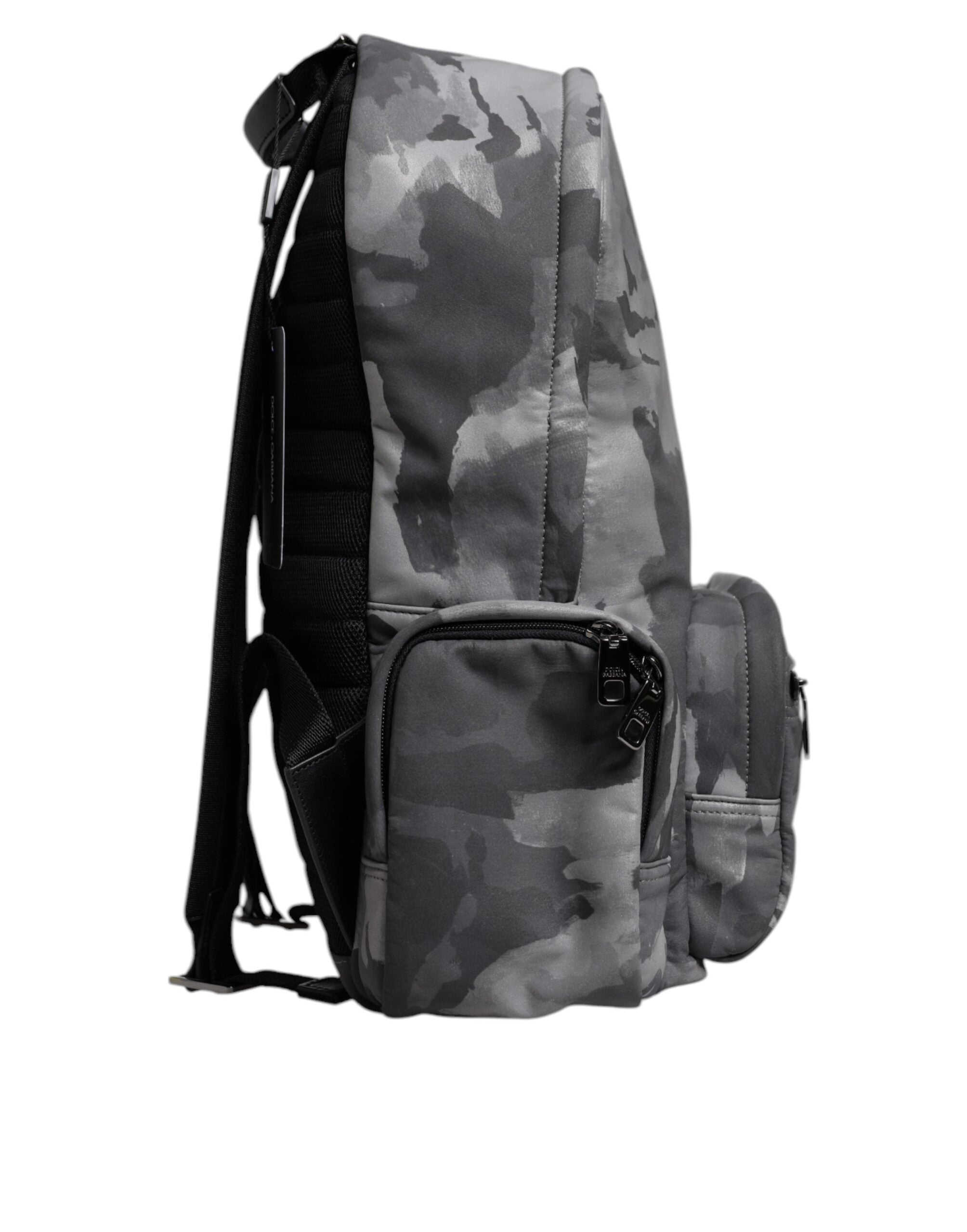 Dolce & Gabbana Gray Cotton Camouflage Logo Plaque Backpack Bag - view 4