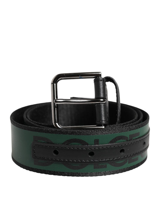 Dolce & Gabbana Green Black Polyester DG Logo Buckle Belt - YSONA