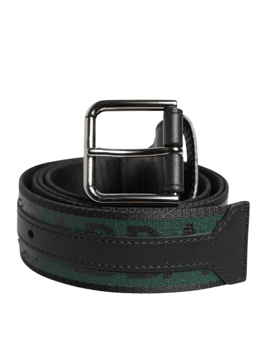 Dolce & Gabbana Green Black Polyester DG Logo Buckle Belt - YSONA
