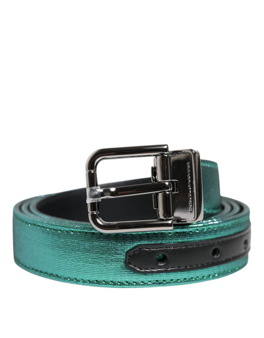 Dolce & Gabbana Green Black Polyester Metal Buckle Belt - YSONA