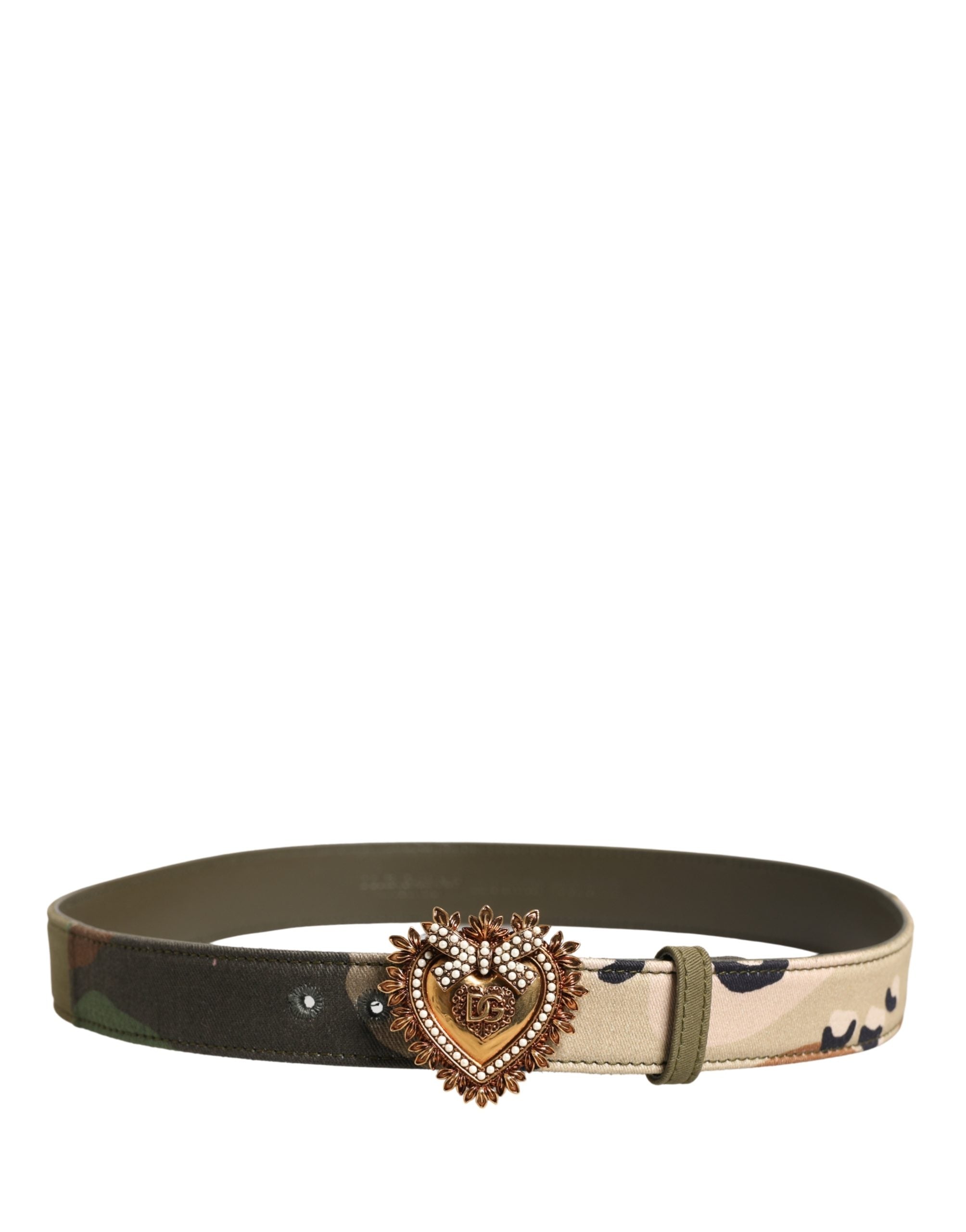 Dolce & Gabbana Green Camouflage Devotion Metal Buckle Belt - view 3