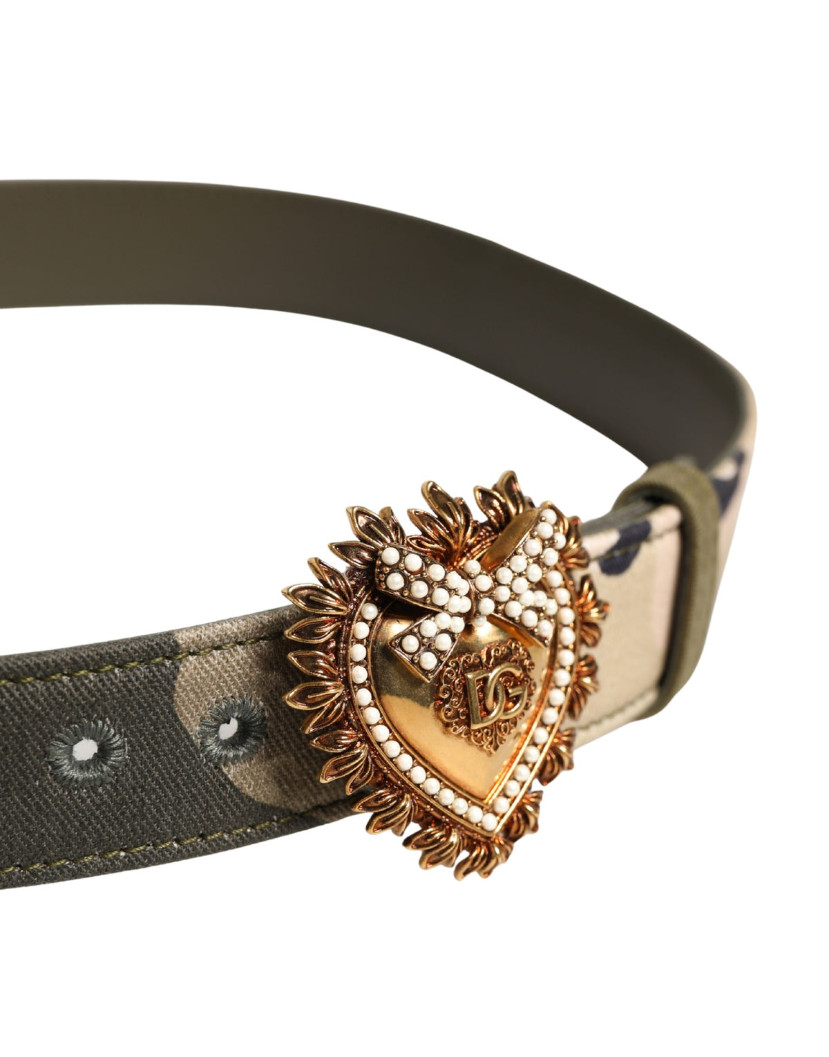 Dolce & Gabbana Green Camouflage Devotion Metal Buckle Belt - view 4