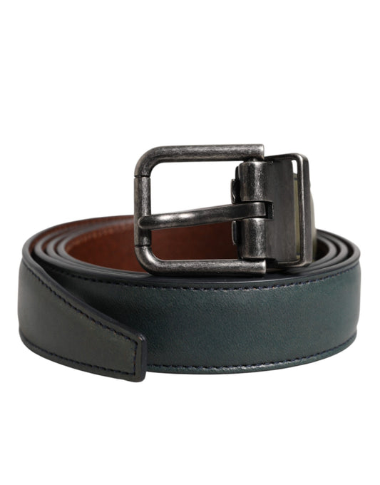 Dolce & Gabbana Green Classic Leather Metal Buckle Belt - YSONA