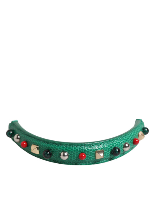 Dolce & Gabbana Green Embellished Leather Bag Handle Women Shoulder Strap - YSONA