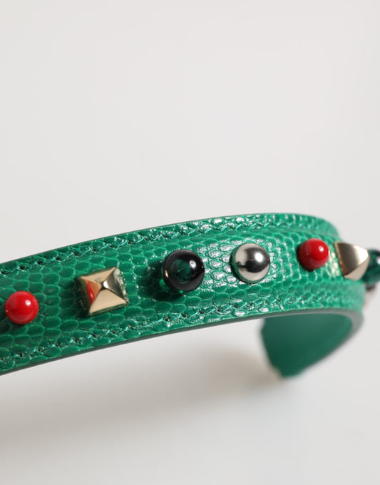 Dolce & Gabbana Green Embellished Leather Bag Handle Women Shoulder Strap - YSONA