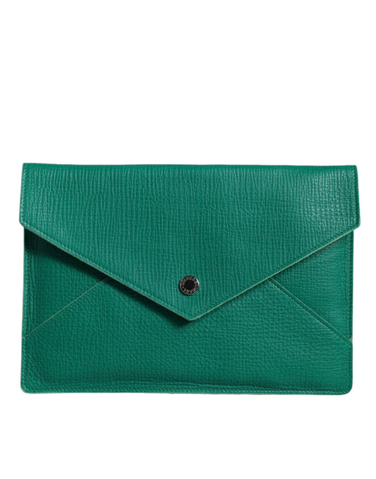 Dolce & Gabbana Green Leather Handbag Clutch Mini Purse Pouch Tablet Case - YSONA