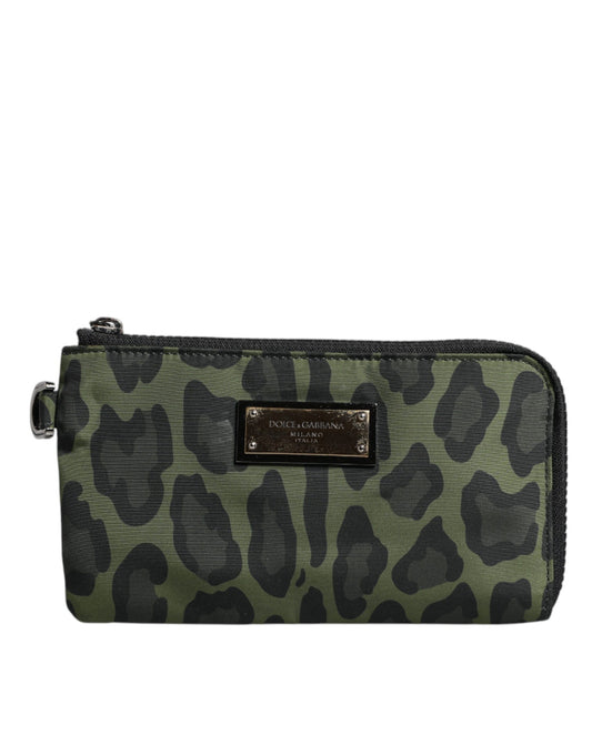 Dolce & Gabbana Green Leopard Leather Logo Plaque Multifunctional Kit Bag - YSONA