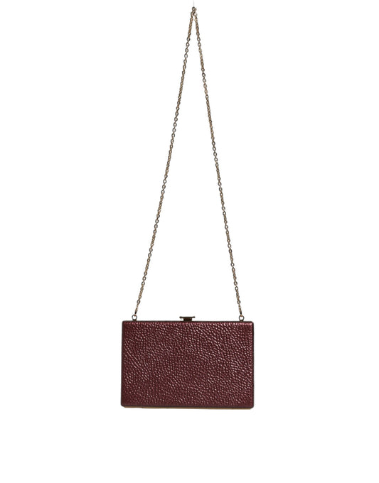 Dolce & Gabbana Maroon Leather Clutch Evening Crossbody Bag - YSONA