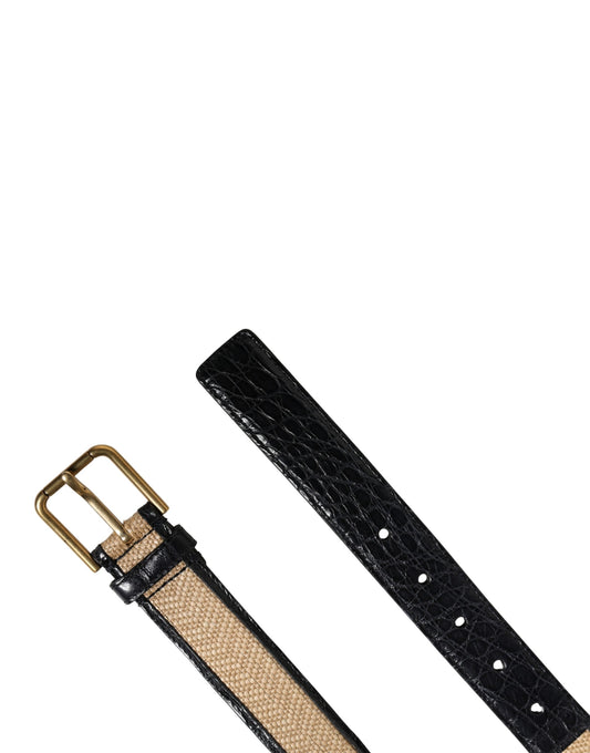 Dolce & Gabbana Men Beige Braided Leather Metal Buckle Belt - YSONA