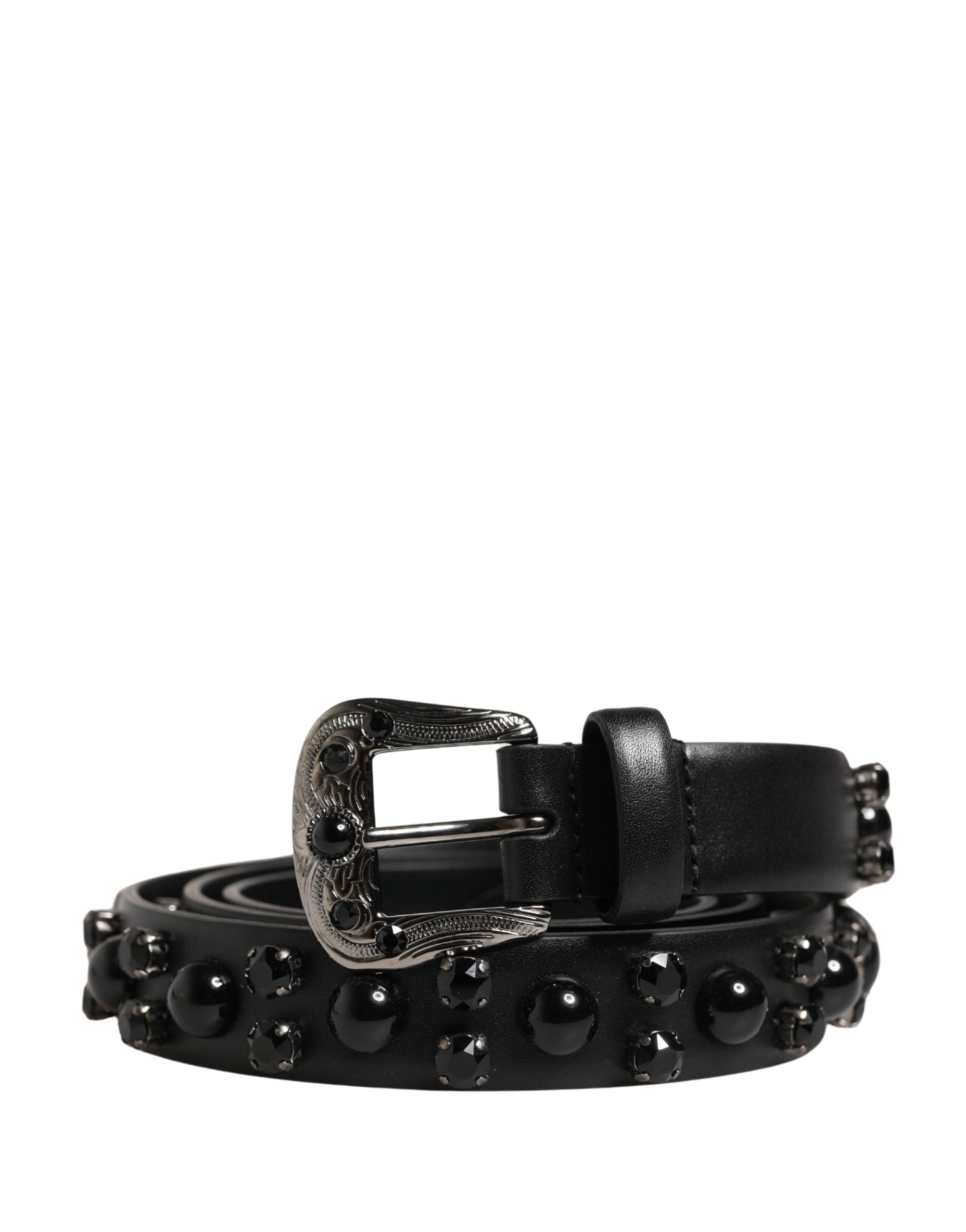 Dolce & Gabbana Men Black Calf Embellished Metal Buckle Belt - view 2