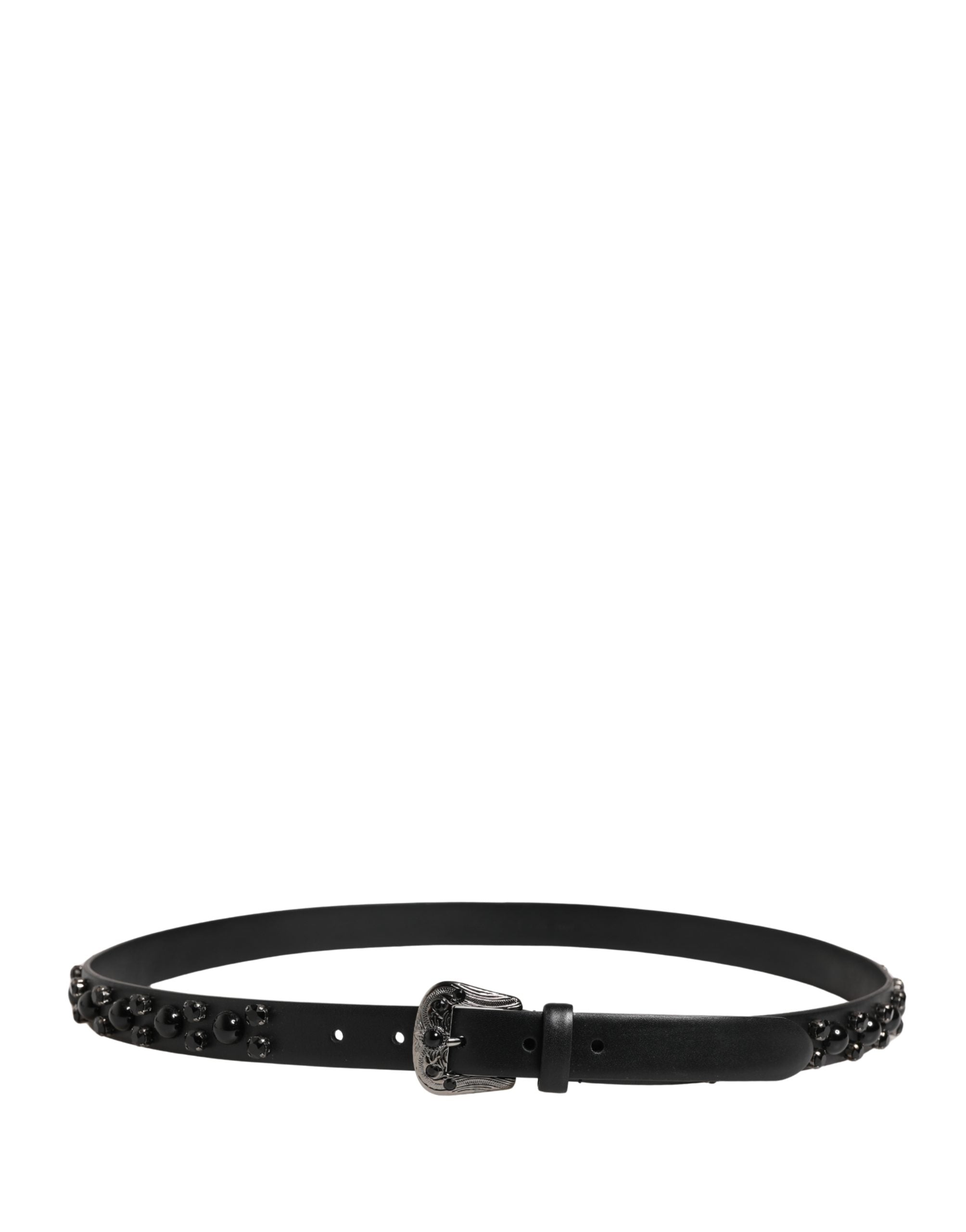 Dolce & Gabbana Men Black Calf Embellished Metal Buckle Belt - view 3