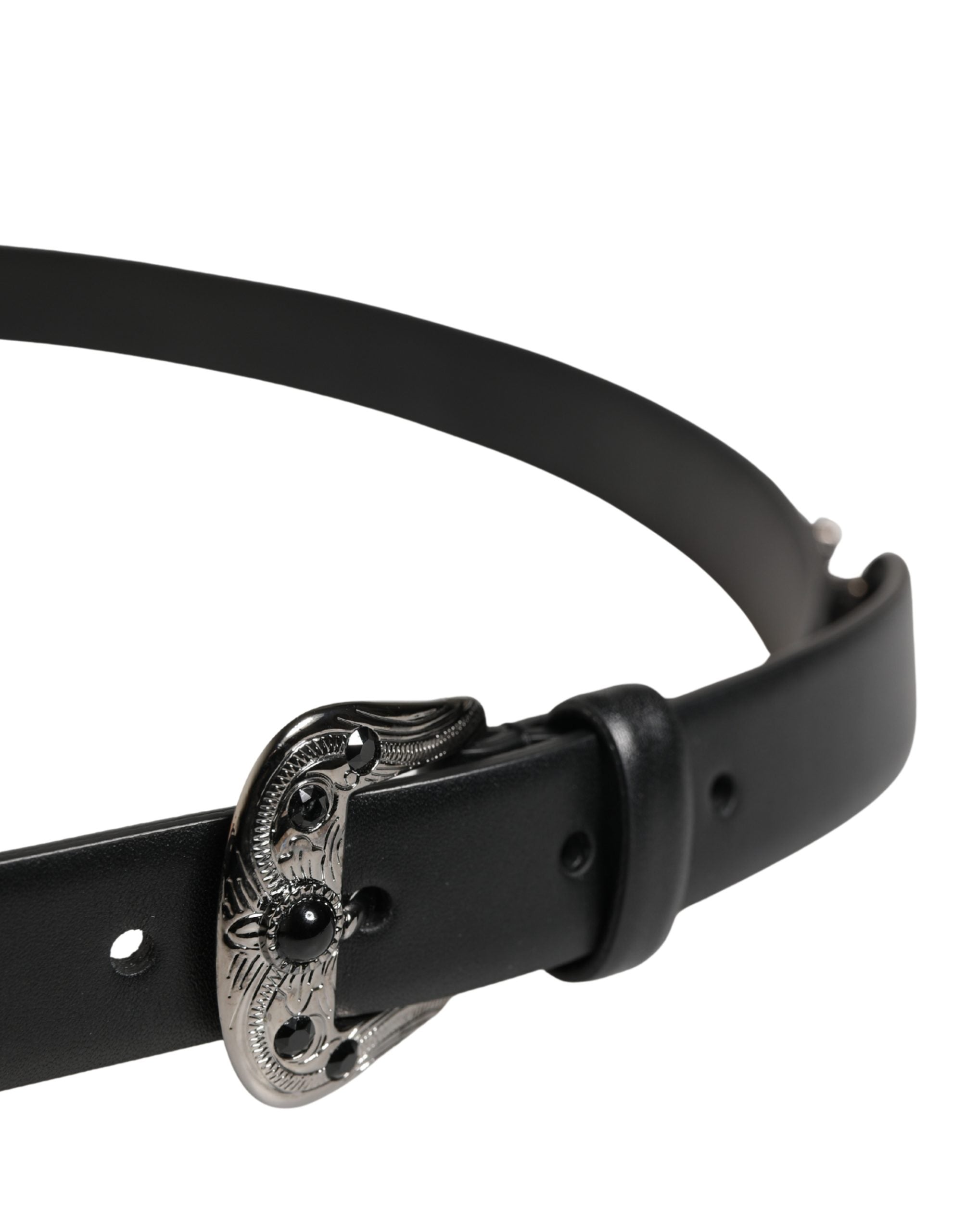 Dolce & Gabbana Men Black Calf Embellished Metal Buckle Belt - view 4