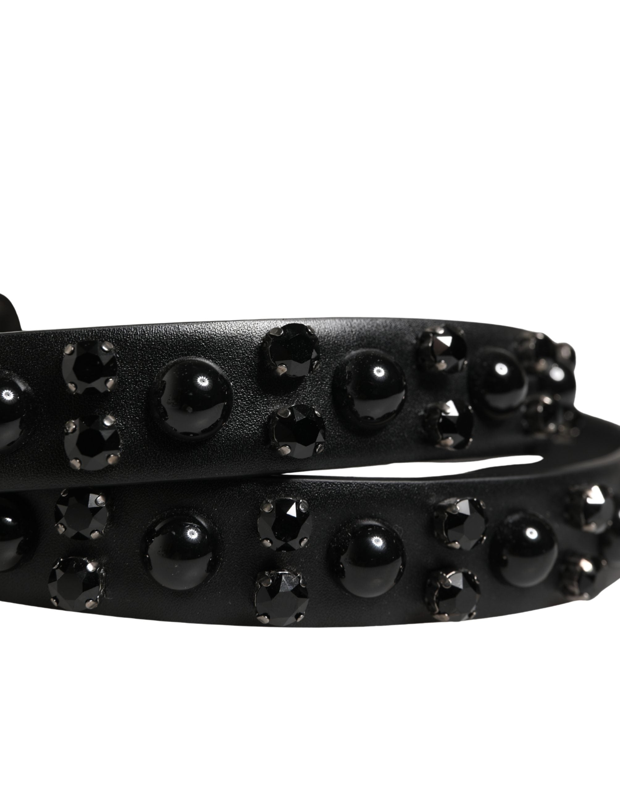 Dolce & Gabbana Men Black Calf Embellished Metal Buckle Belt - view 5