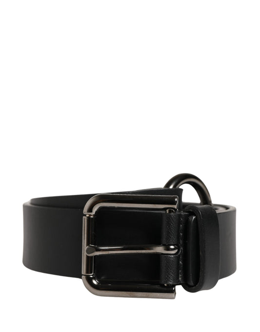 Dolce & Gabbana Men Black Calfskin Leather Metal Buckle Belt - YSONA