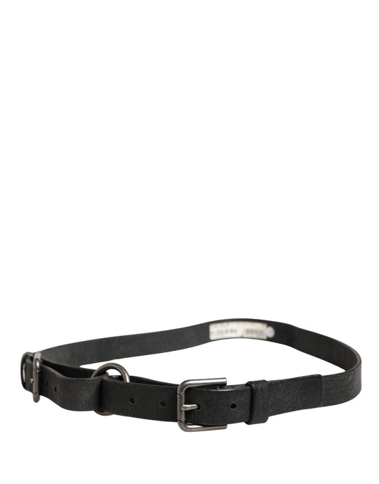 Dolce & Gabbana Men Black Calfskin Leather Metal Buckle Belt - YSONA