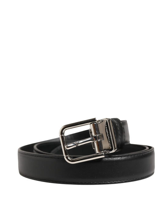 Dolce & Gabbana Men Black Classic Leather Metal Buckle Belt - YSONA