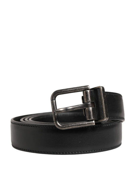 Dolce & Gabbana Men Black Classic Leather Metal Buckle Belt - YSONA
