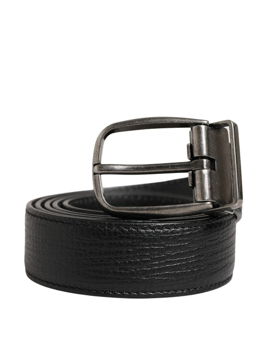 Dolce & Gabbana Men Black Classic Leather Metal Buckle Belt - YSONA