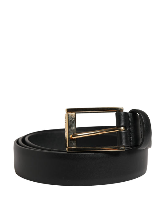 Dolce & Gabbana Men Black Classic Leather Metal Buckle Belt - YSONA