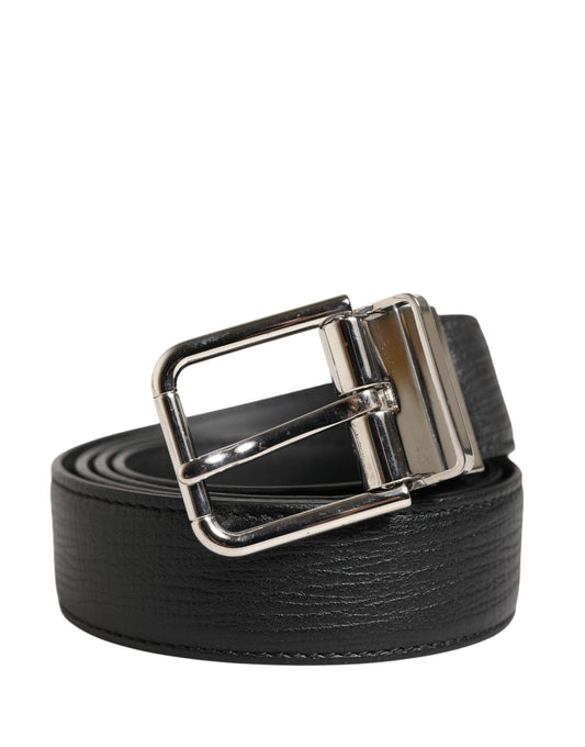 Dolce & Gabbana Men Black Classic Leather Metal Buckle Belt - YSONA