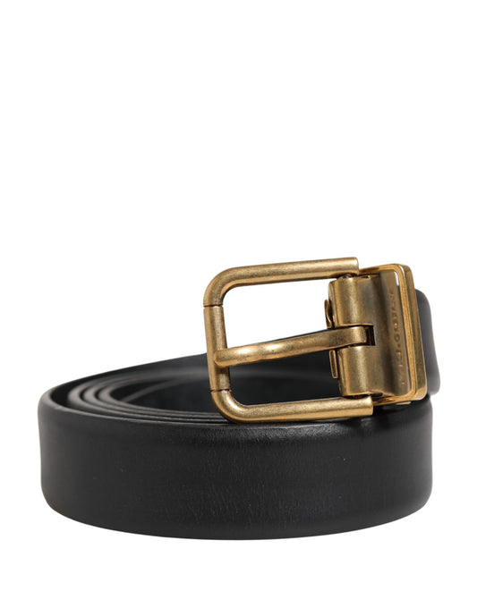 Dolce & Gabbana Men Black Classic Leather Metal Buckle Belt - YSONA