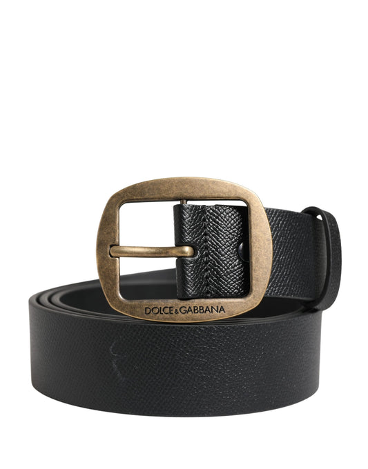 Dolce & Gabbana Men Black Classic Leather Metal Buckle Belt - YSONA