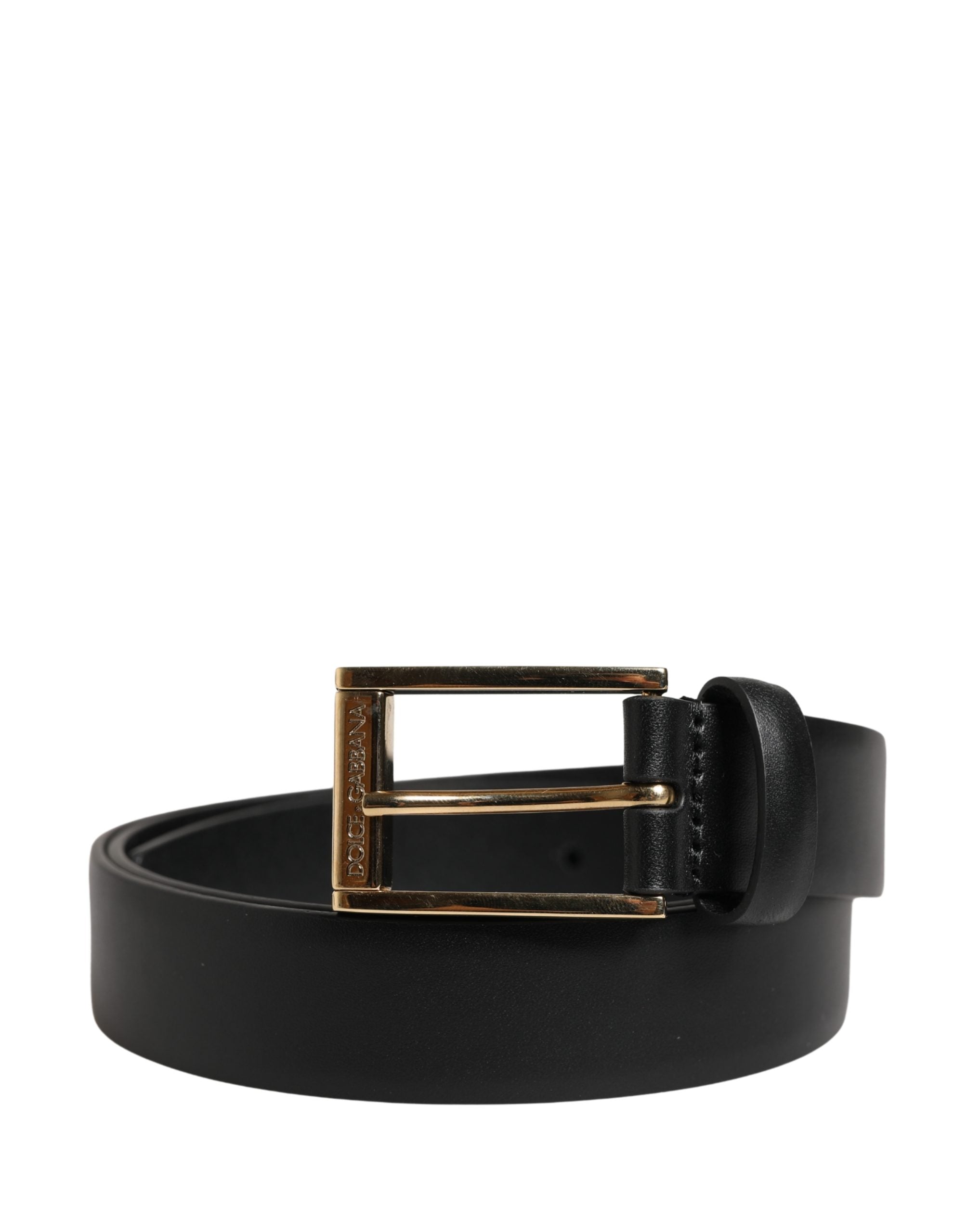 Dolce & Gabbana Men Black Classic Leather Metal Buckle Belt - YSONA