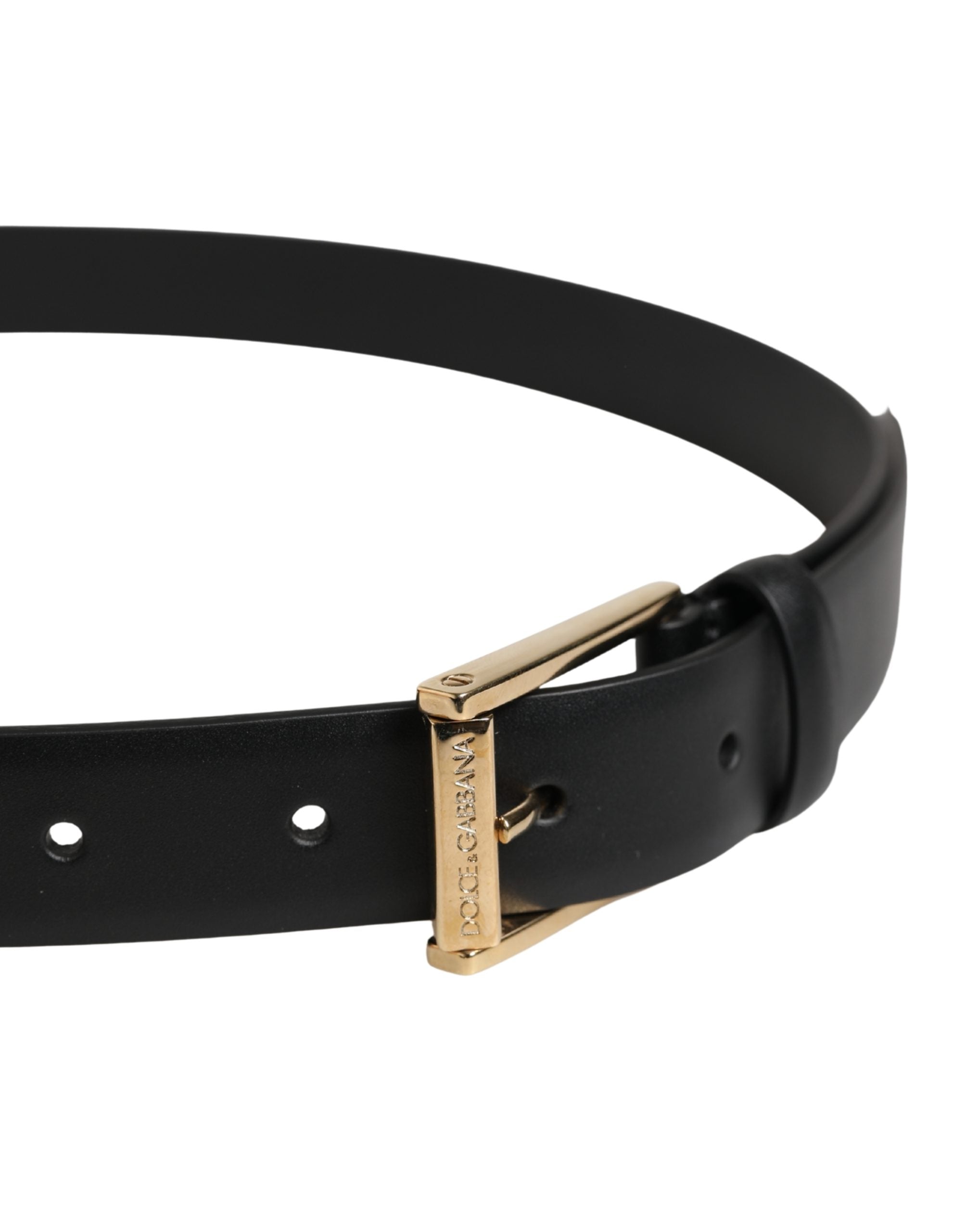 Dolce & Gabbana Men Black Classic Leather Metal Buckle Belt - view 4
