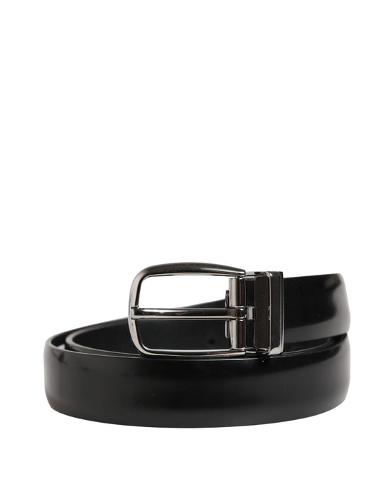 Dolce & Gabbana Men Black Classic Leather Metal Buckle Belt - YSONA