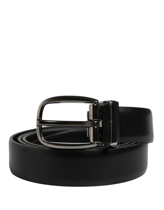 Dolce & Gabbana Men Black Classic Leather Metal Buckle Belt - YSONA