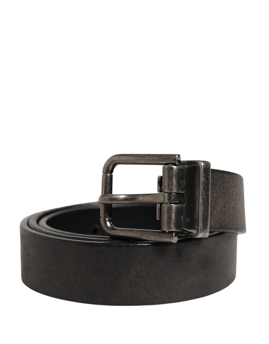 Dolce & Gabbana Men Black Classic Leather Metal Buckle Belt - YSONA