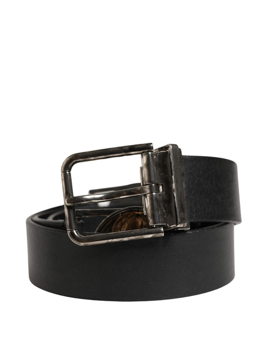 Dolce & Gabbana Men Black Classic Leather Metal Buckle Belt - YSONA