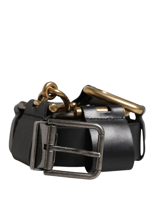 Dolce & Gabbana Men Black Classic Leather Metal Buckle Belt - YSONA