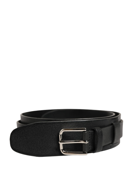 Dolce & Gabbana Men Black Classic Leather Metal Buckle Belt - YSONA