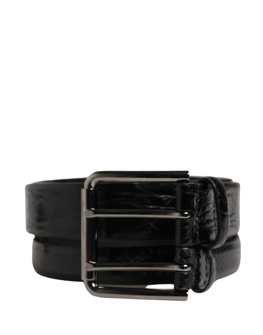 Dolce & Gabbana Men Black Exotic Leather Double Strap Belt - YSONA