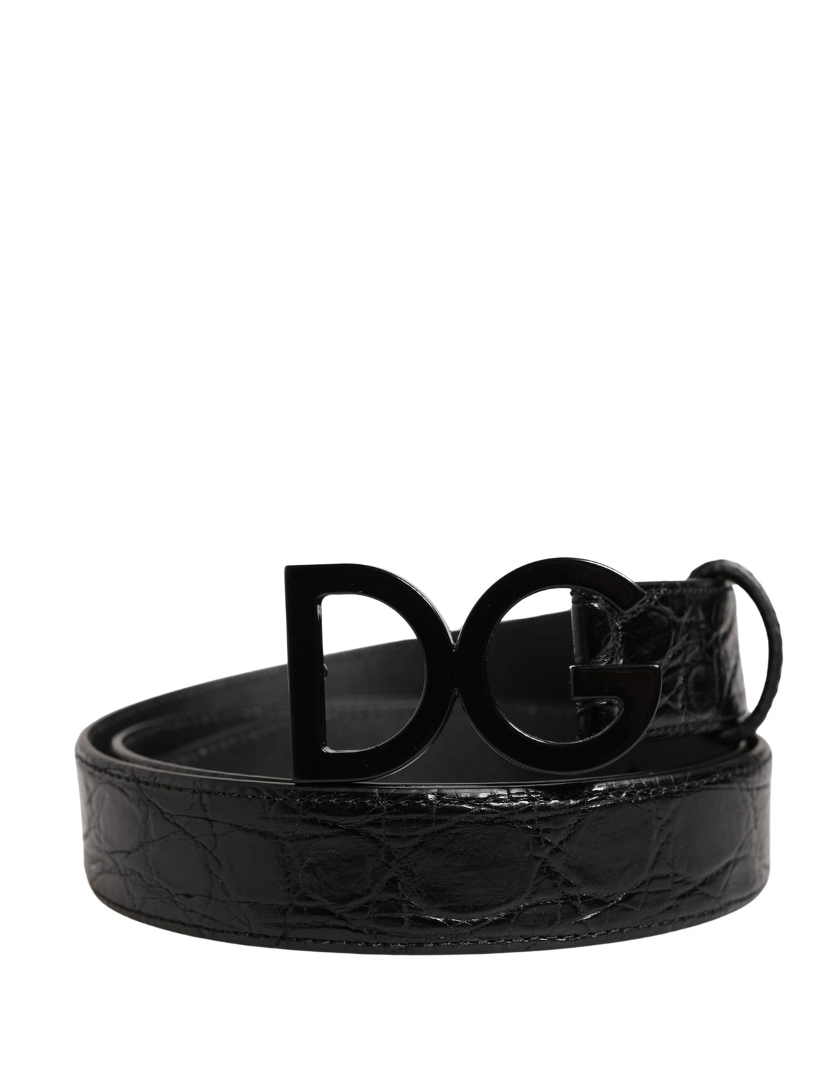 Dolce & Gabbana Men Black Exotic Leather Logo Buckle Belt - view 2