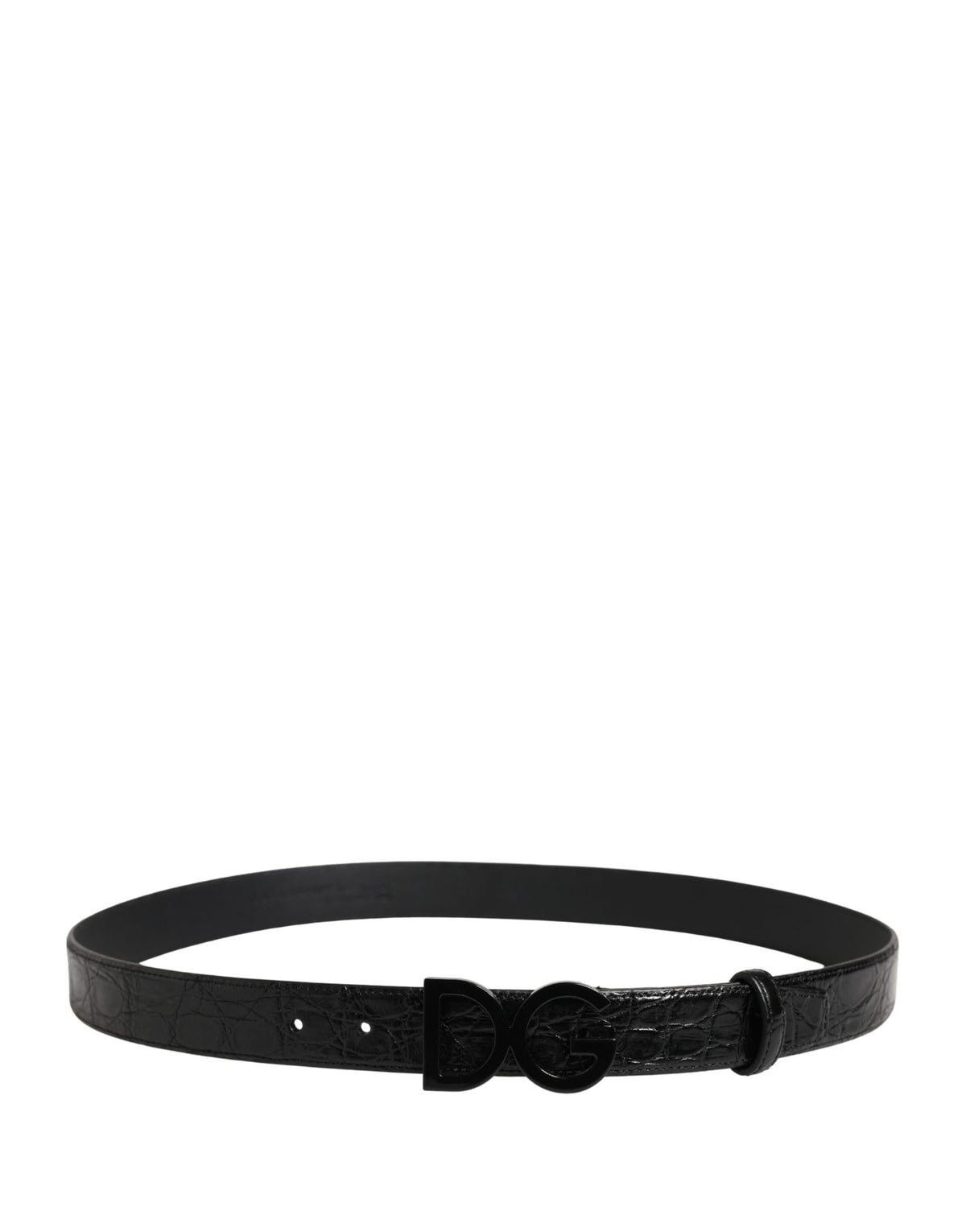 Dolce & Gabbana Men Black Exotic Leather Logo Buckle Belt - view 3