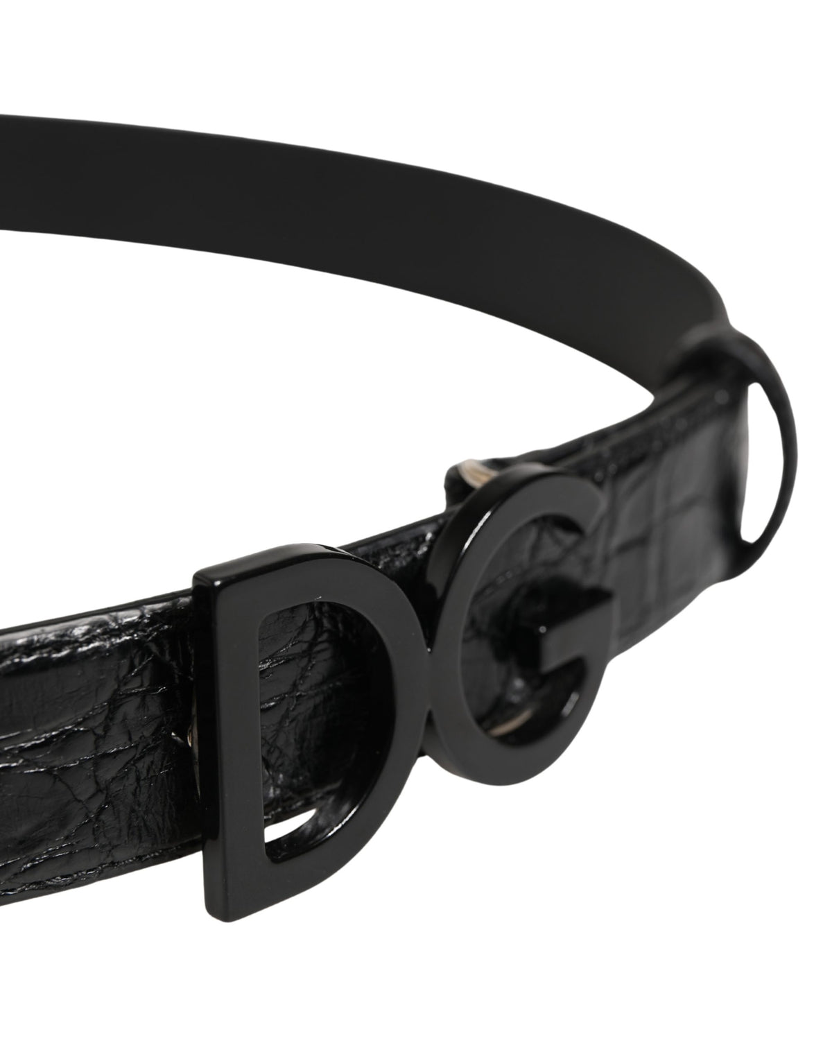Dolce & Gabbana Men Black Exotic Leather Logo Buckle Belt - view 4