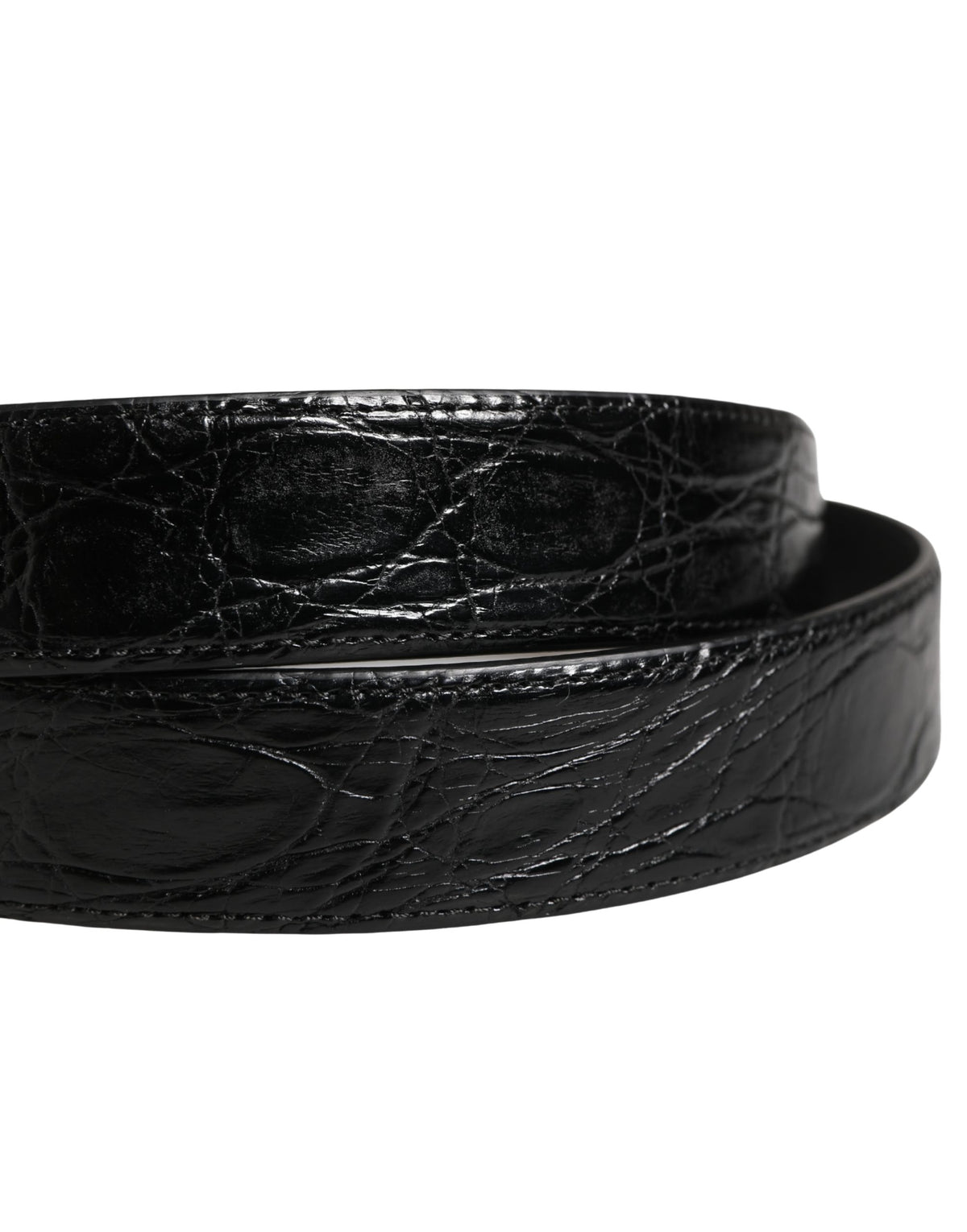 Dolce & Gabbana Men Black Exotic Leather Logo Buckle Belt - view 5