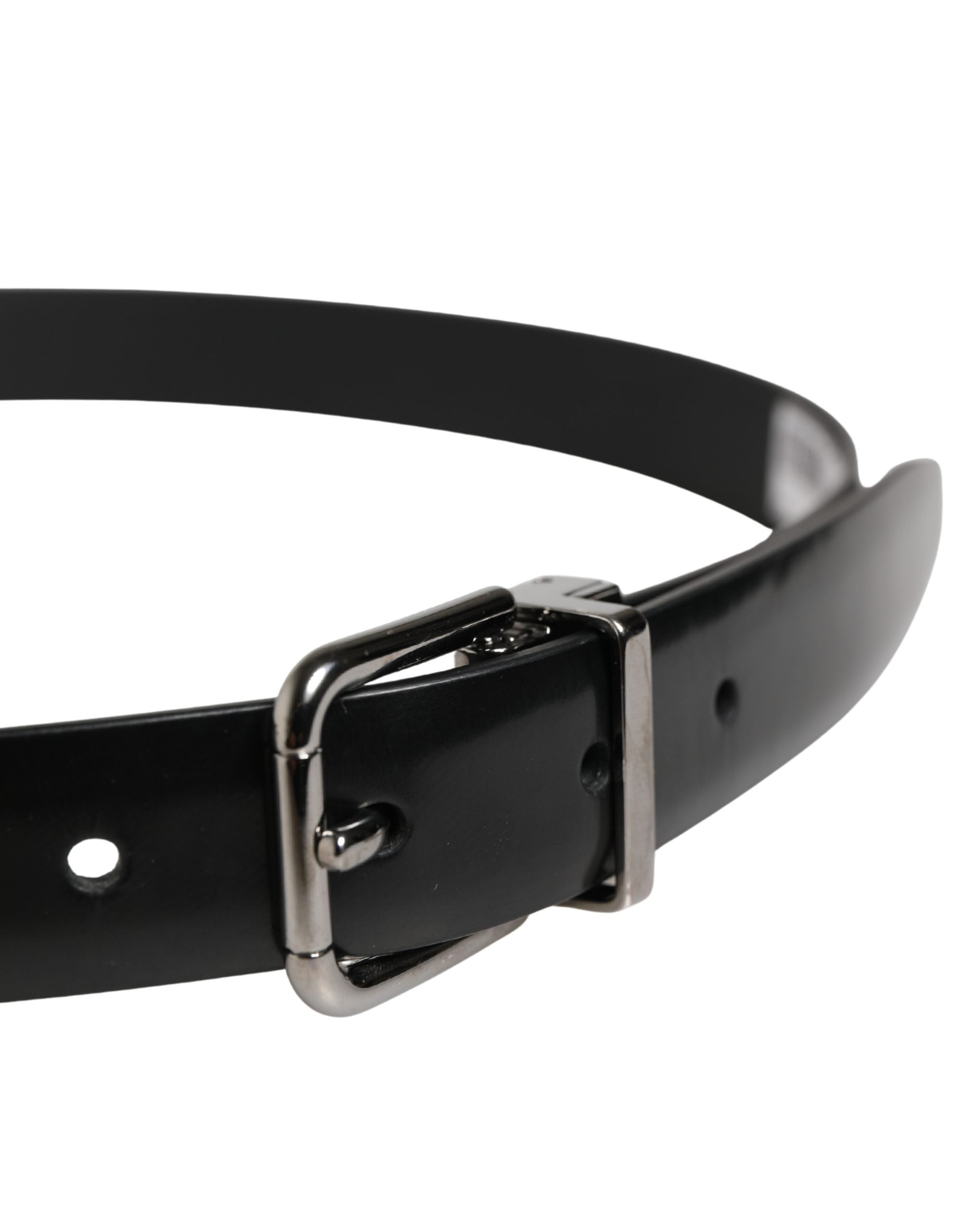 Dolce & Gabbana Men Black Leather Classic Metal Buckle Belt - view 4