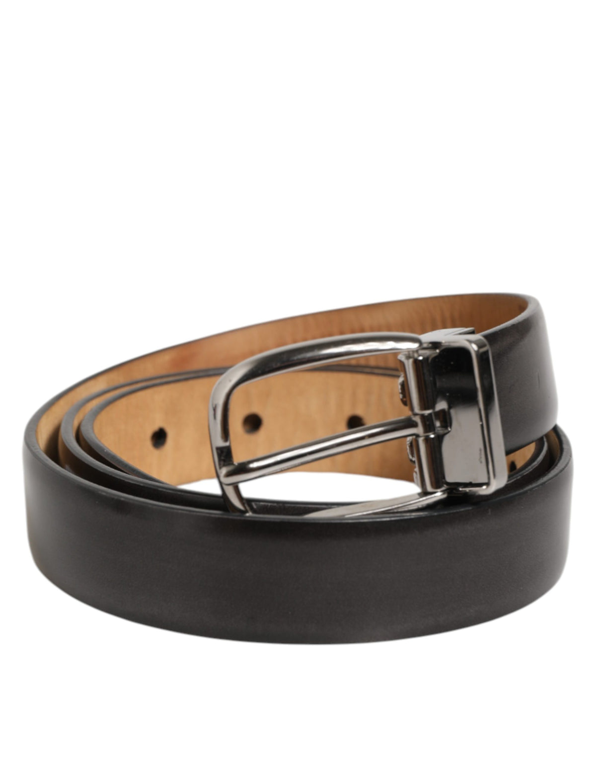 Dolce & Gabbana Men Black Leather Classic Metal Buckle Belt - YSONA