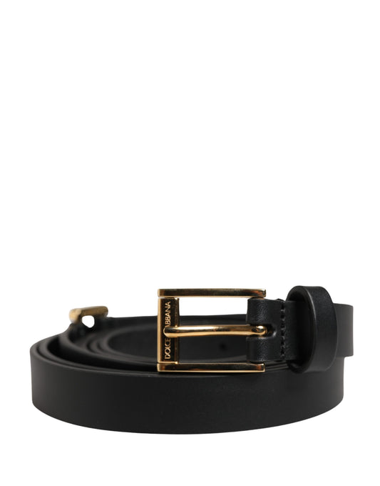 Dolce & Gabbana Men Black Leather Classic Metal Buckle Belt - YSONA