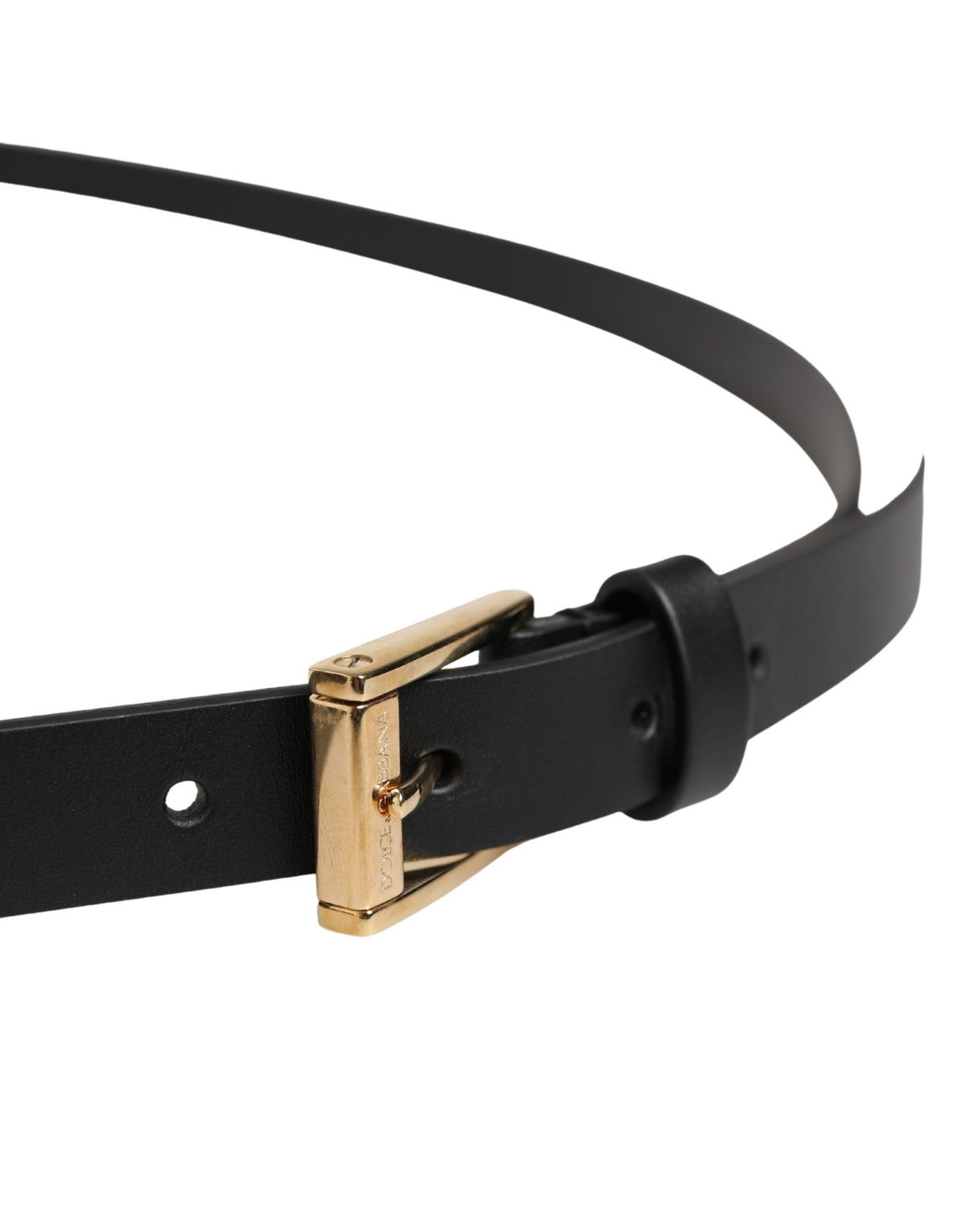 Dolce & Gabbana Men Black Leather Classic Metal Buckle Belt - view 4
