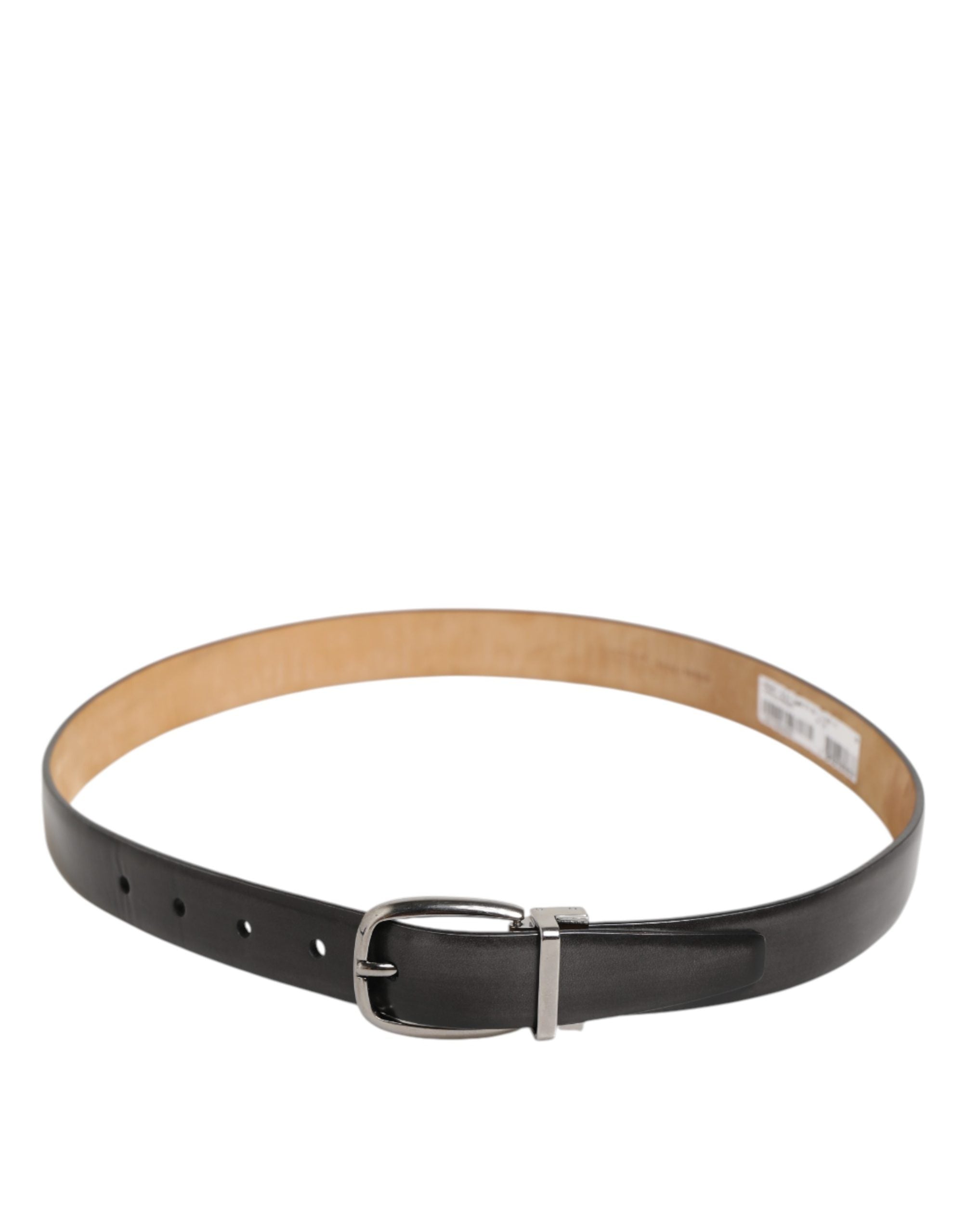 Dolce & Gabbana Men Black Leather Classic Metal Buckle Belt - view 5