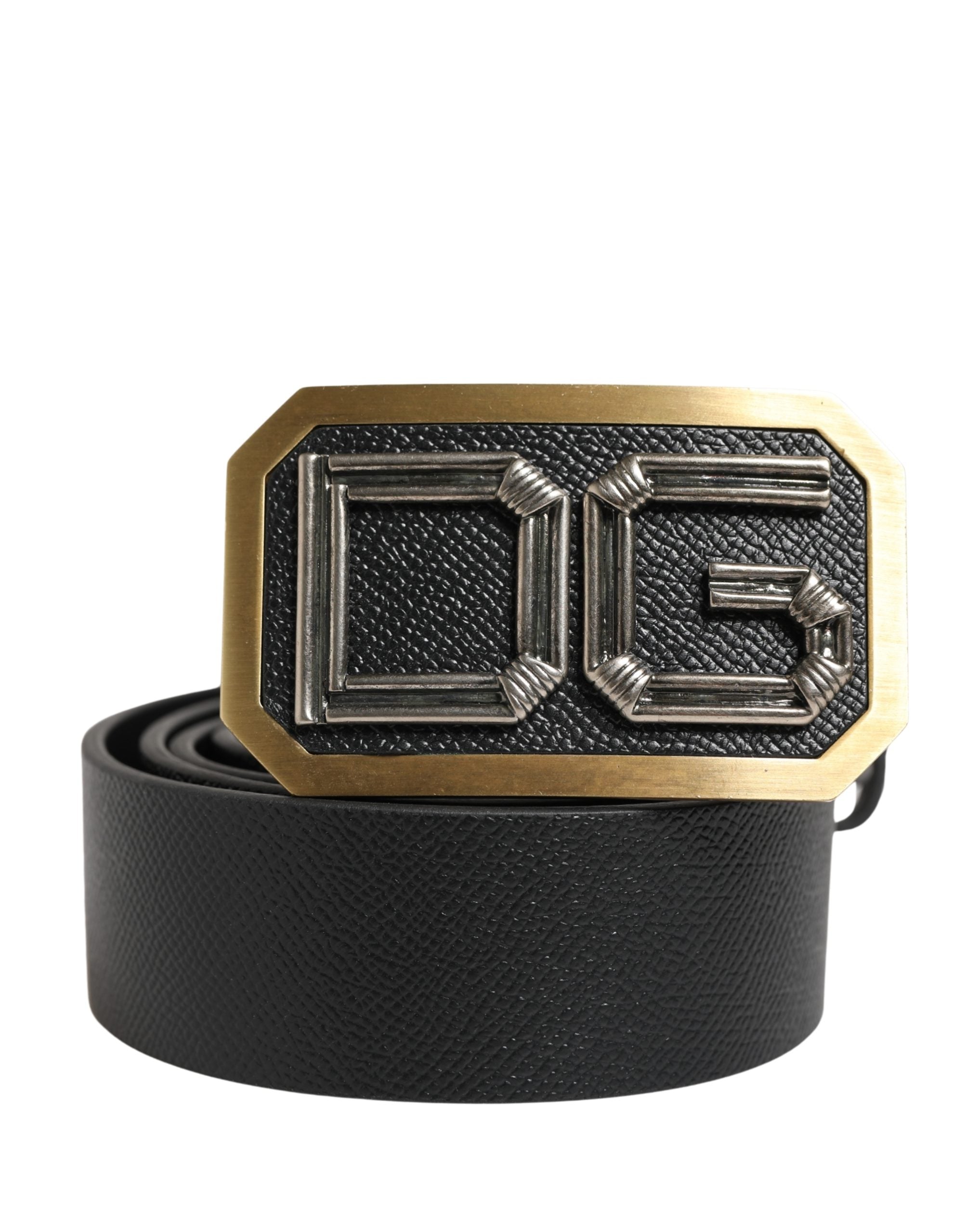 Dolce & Gabbana Men Black Leather DG Logo Metal Buckle Belt - view 2