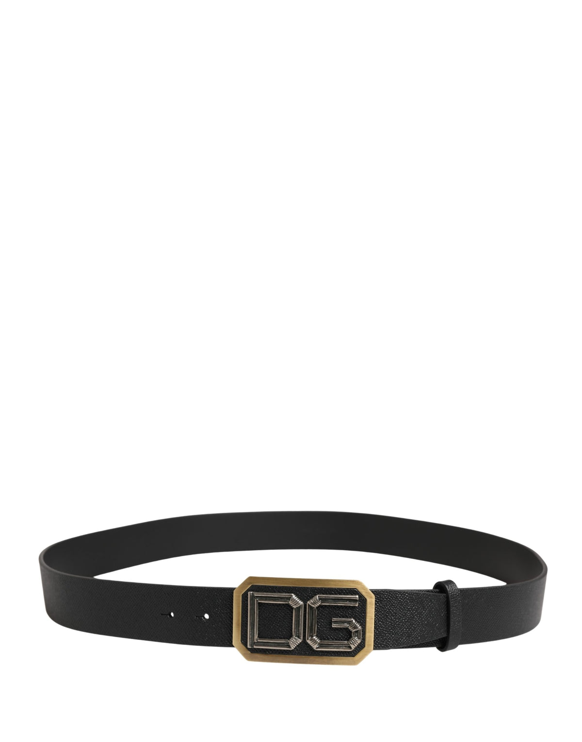 Dolce & Gabbana Men Black Leather DG Logo Metal Buckle Belt - view 3