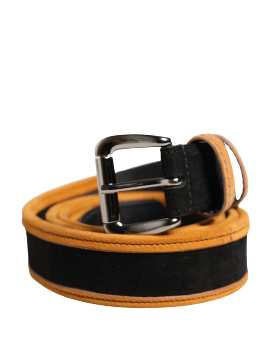 Dolce & Gabbana Men Black Orange Polyester Metal Buckle Belt - YSONA
