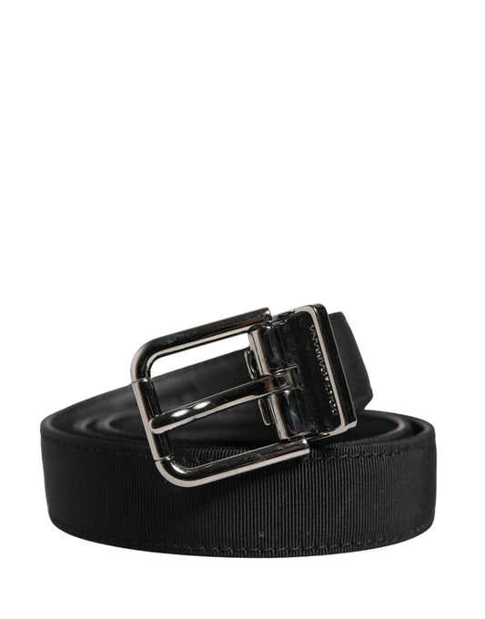 Dolce & Gabbana Men Black Viscose Leather Metal Buckle Belt - YSONA