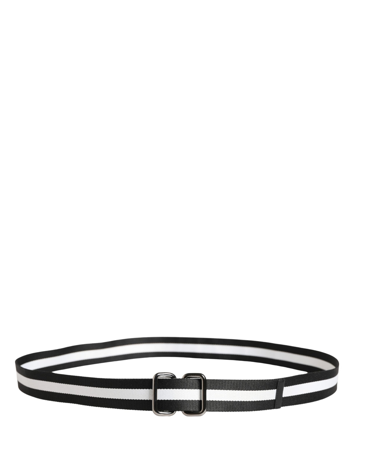 Dolce & Gabbana Men Black White Nylon Logo Metal Buckle Belt - view 3